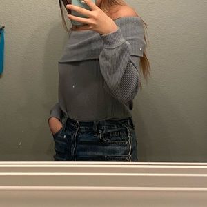 knit off the shoulder sweater